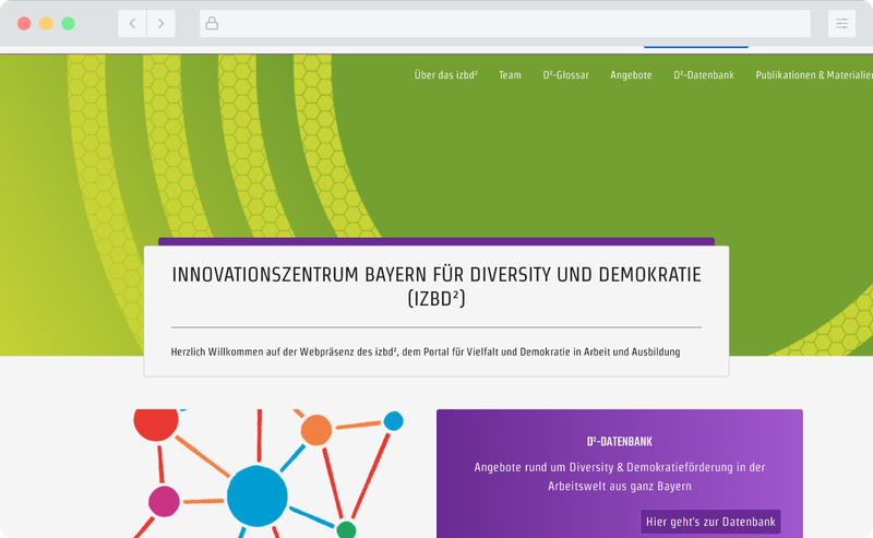 Screenshot der Website des izbd2. Aufgenommen mit einem Computer.